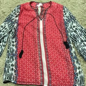 Sheer blouse with bell sleeves